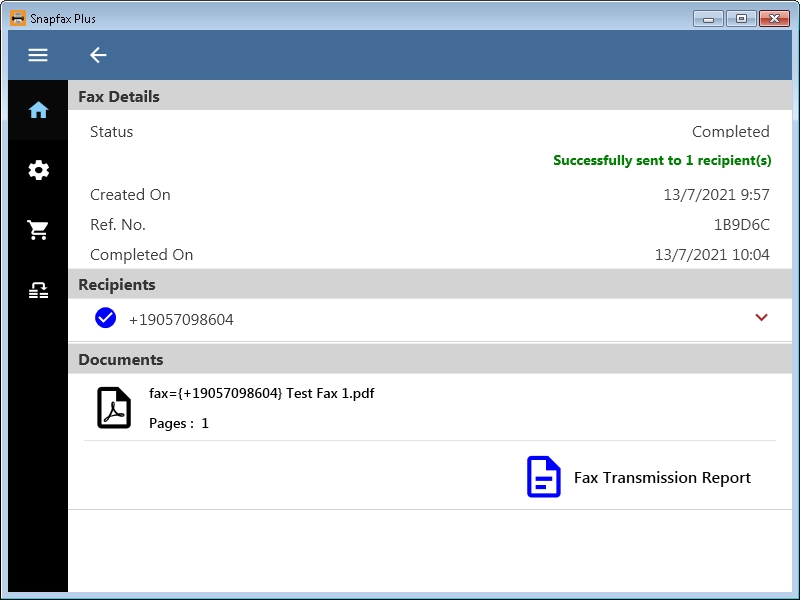 Snapfax Plus - View the fax details